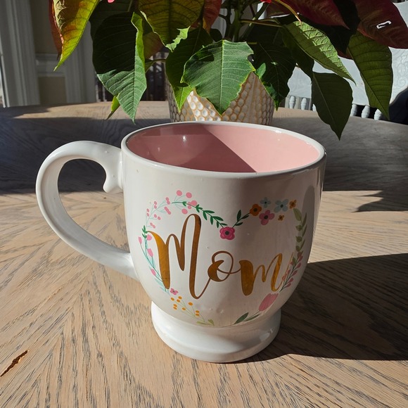 Handmade Other - Unbranded Mom Coffee Mug Women OS White Pink Floral Heart Mothers Day Gift